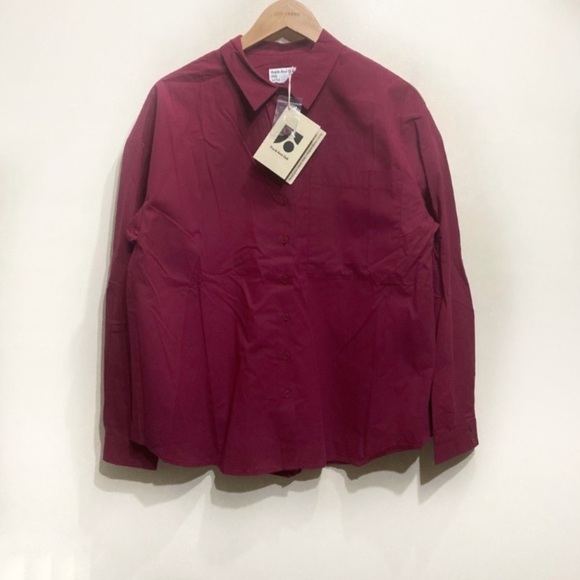 Frank & Oak Tops - Frank & Oak Kapok Button Down Shirt Size Medium Cotton Red Casual Loose Fit